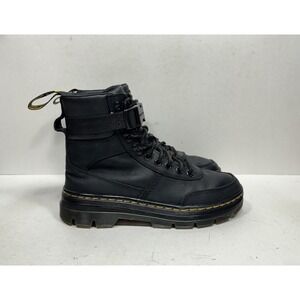Dr. Martens Combs Tech Leather Combat Boots Black Lace-Up Biker Women's Size 8